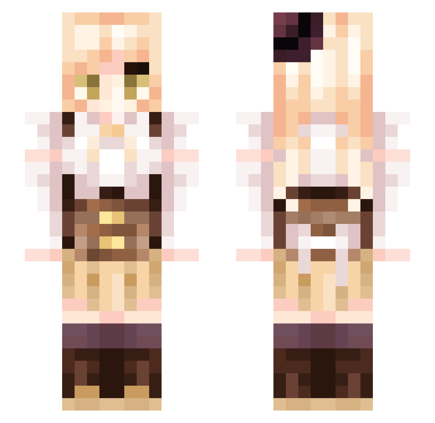 Azallore Minecraft skin, front and back view