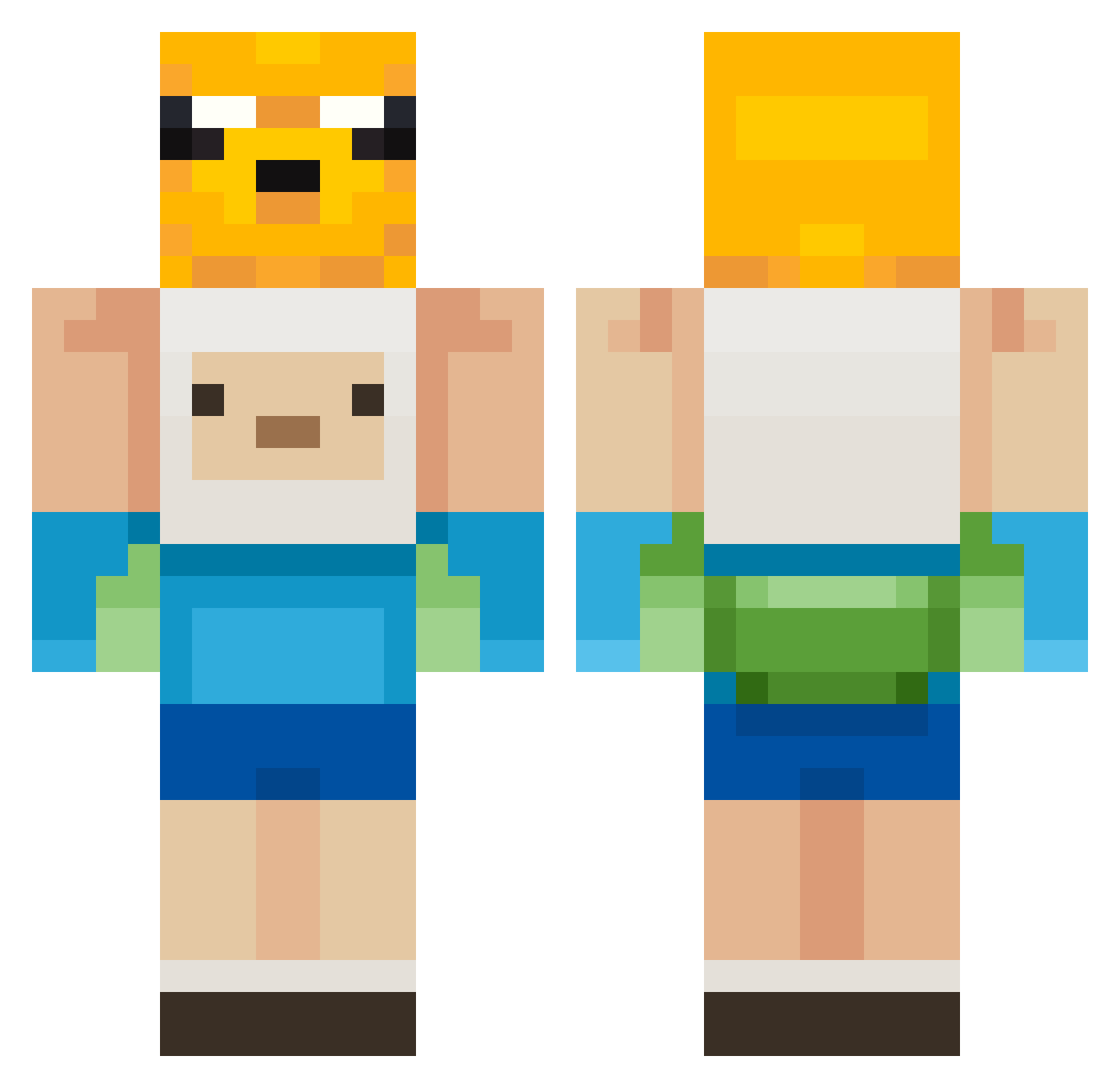 Mochafer Minecraft skin, front and back view