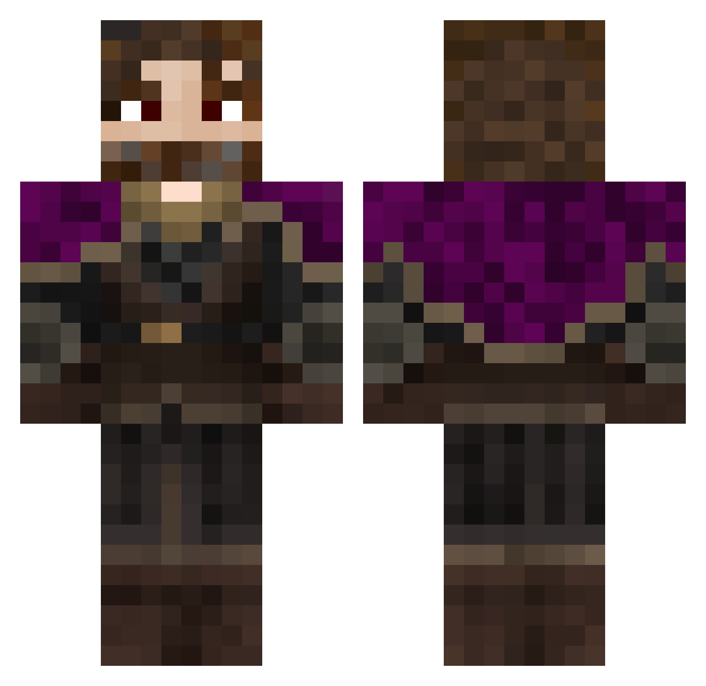 Pilkie Minecraft skin, front and back view