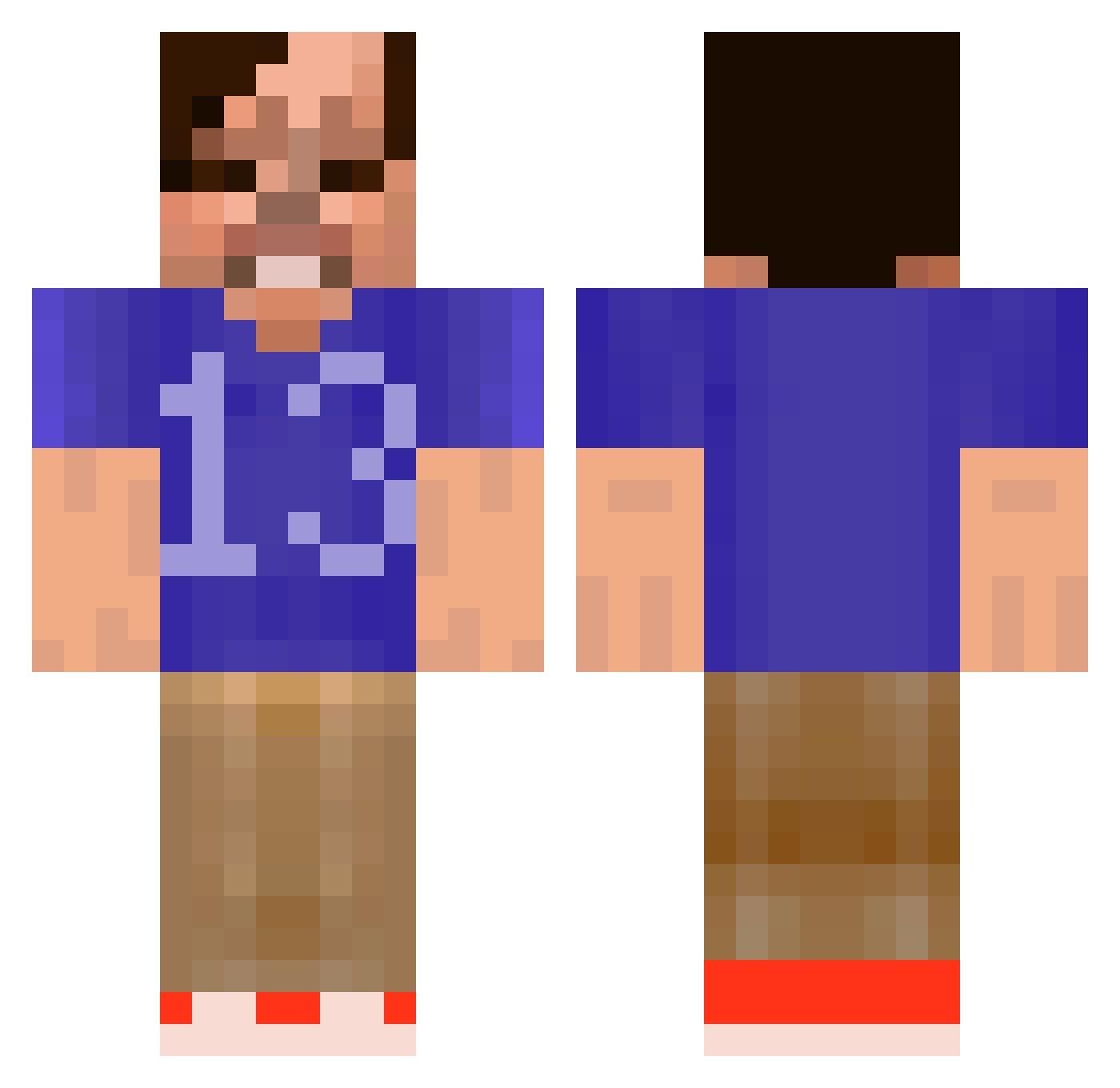 Hoptoad Minecraft skin, front and back view