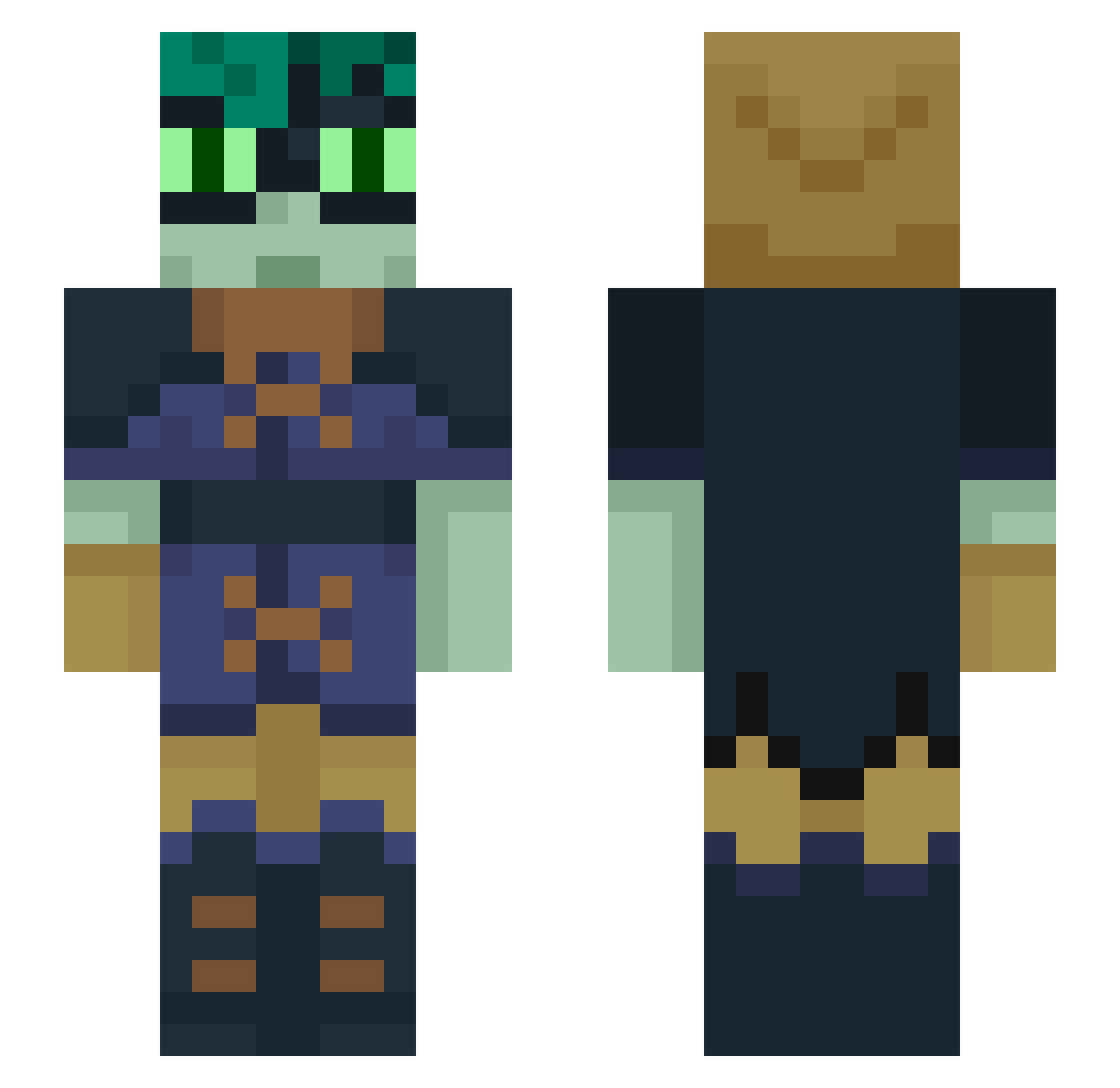 TacoCAToast Minecraft skin, front and back view