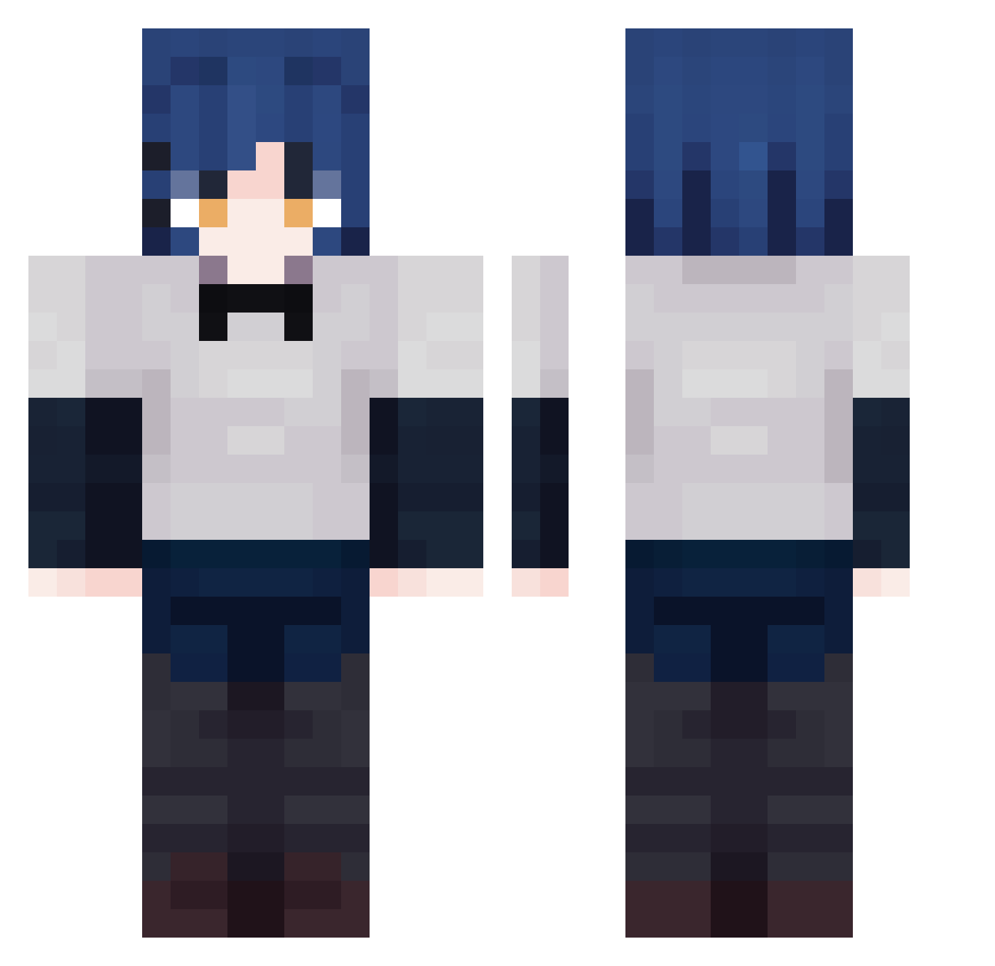 senpai_dfqc Minecraft skin, front and back view