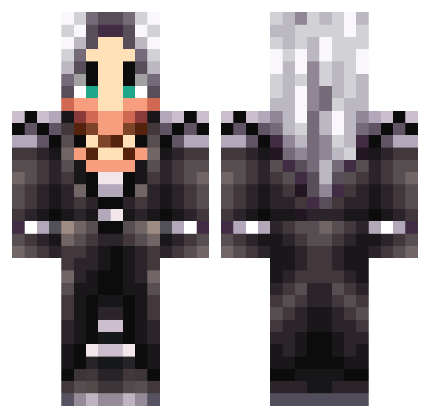 Orchidcord Minecraft skin, front and back view