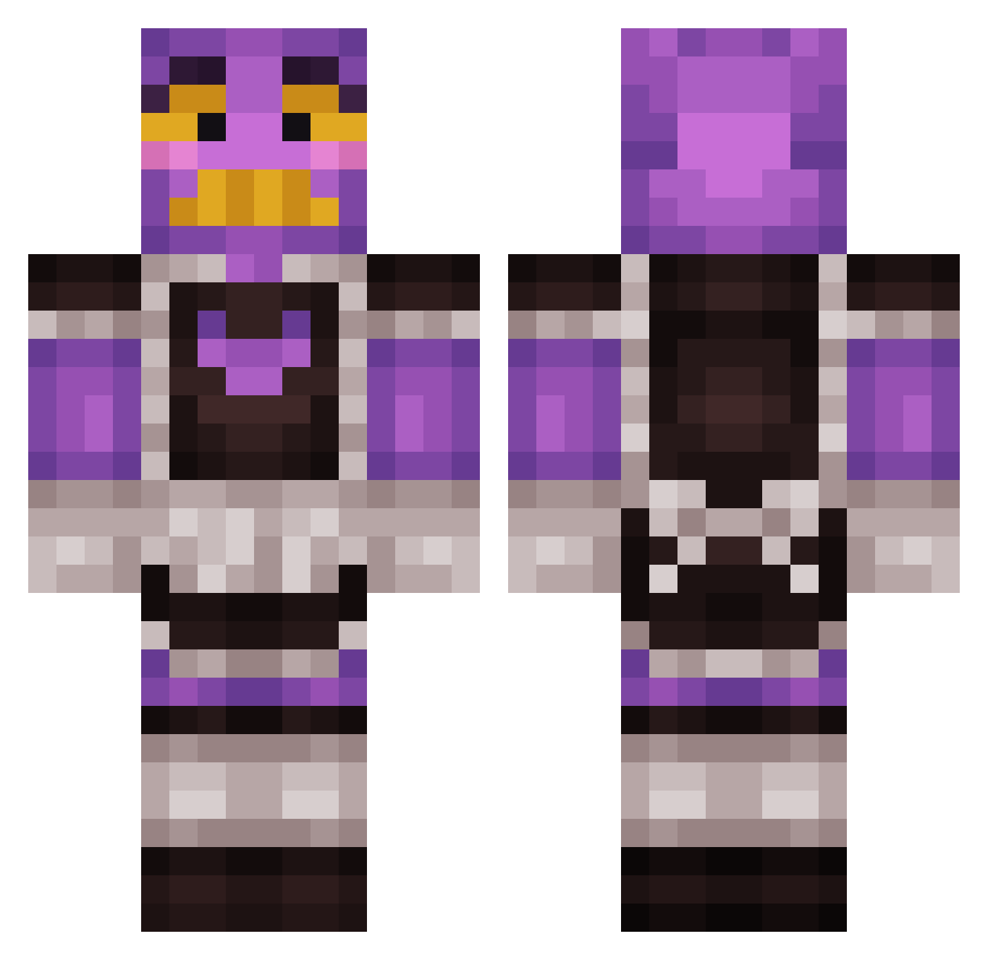 thebesthappycat Minecraft skin, front and back view