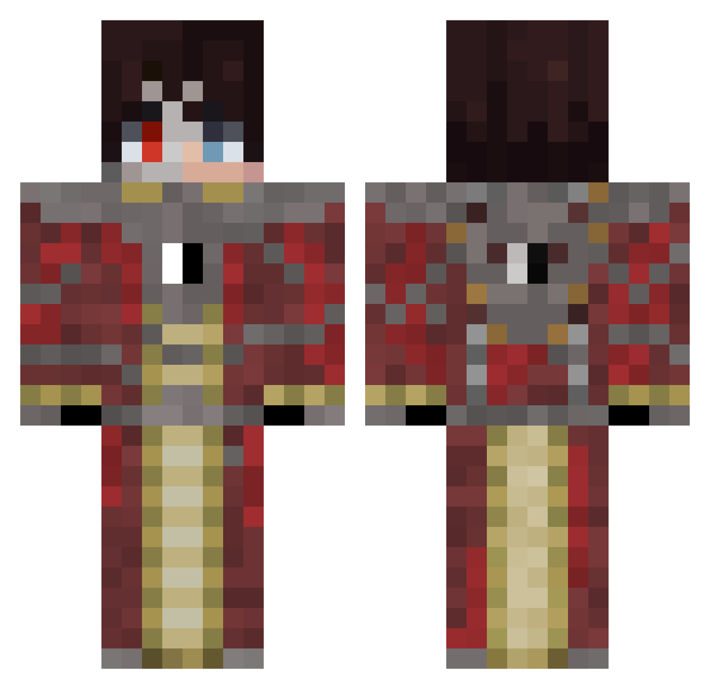 HighRolaf Minecraft skin, front and back view