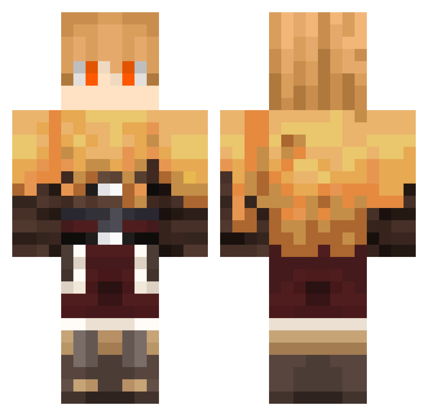 Hefajsstos Minecraft skin, front and back view