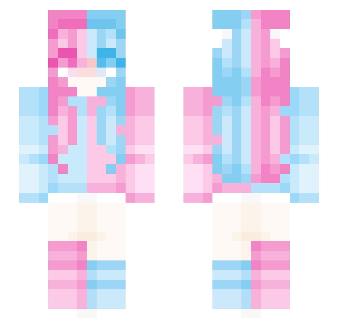 LegoSparkles Minecraft skin, front and back view