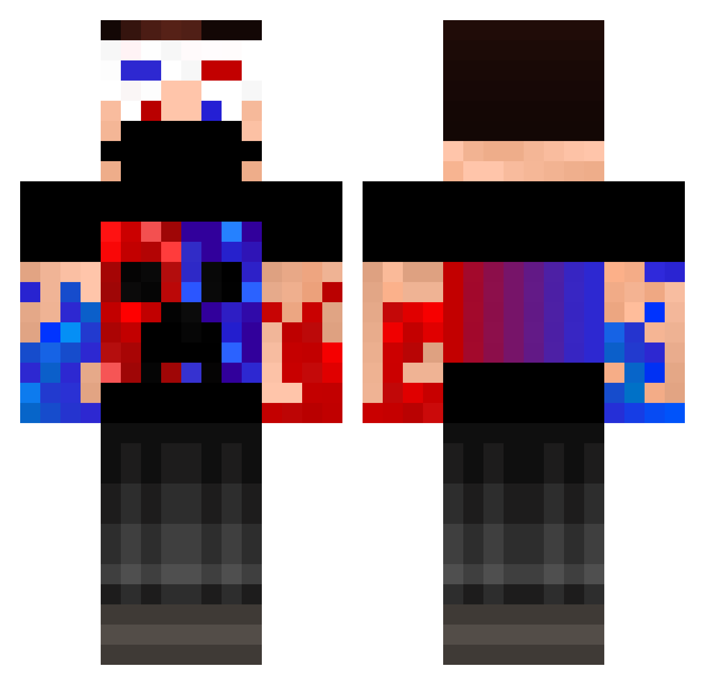 pr3tendworld Minecraft skin, front and back view