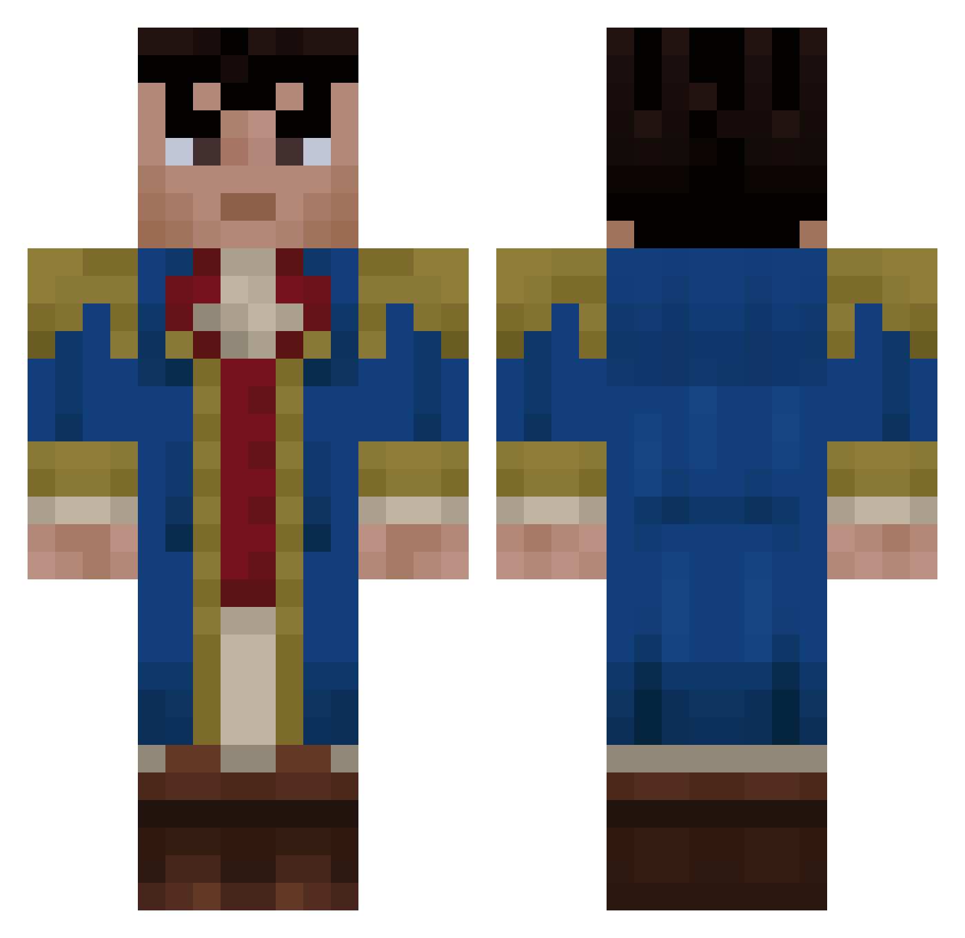 jDxNZ Minecraft skin, front and back view