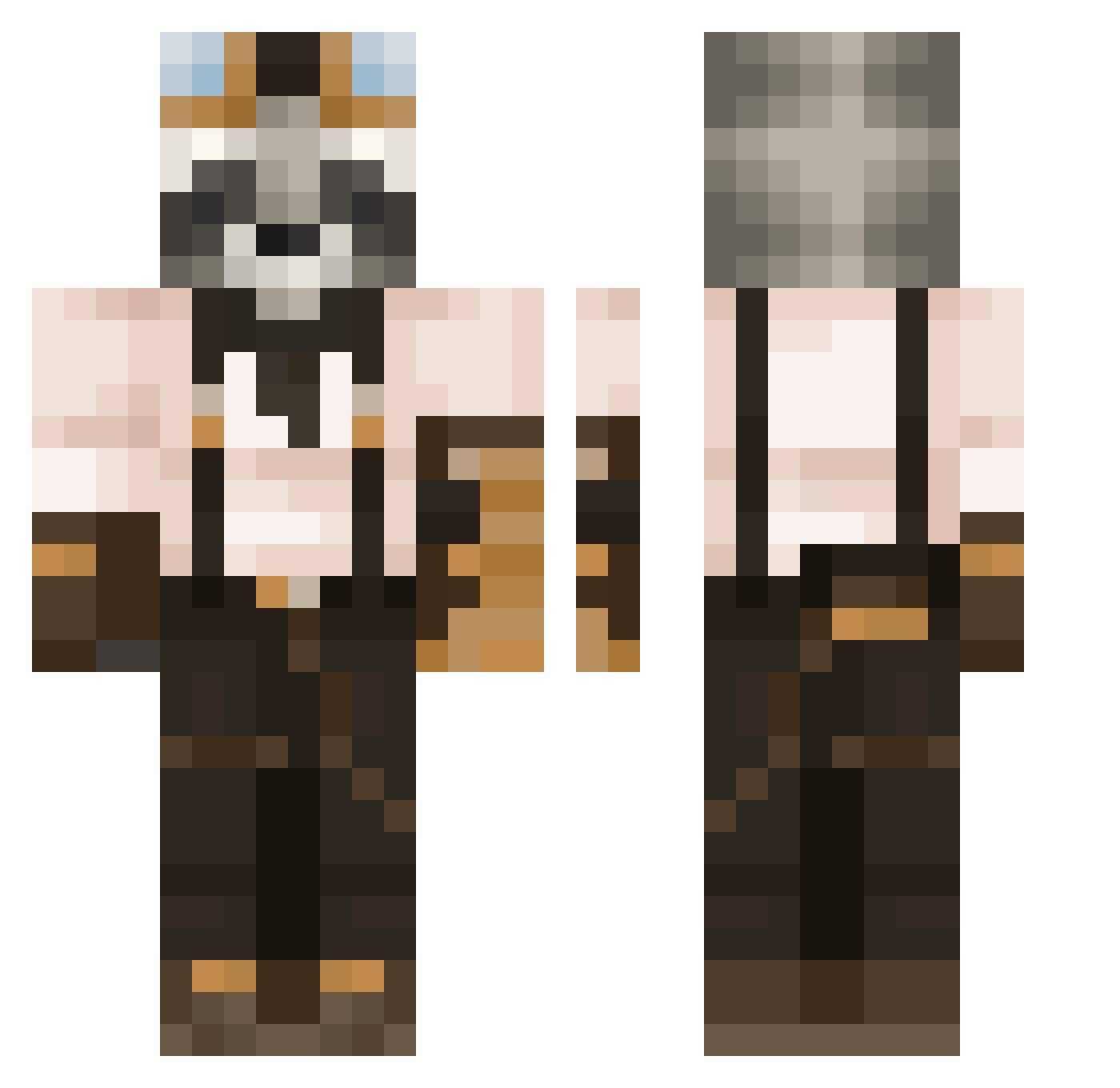Whityyyyyyyyy Minecraft skin, front and back view