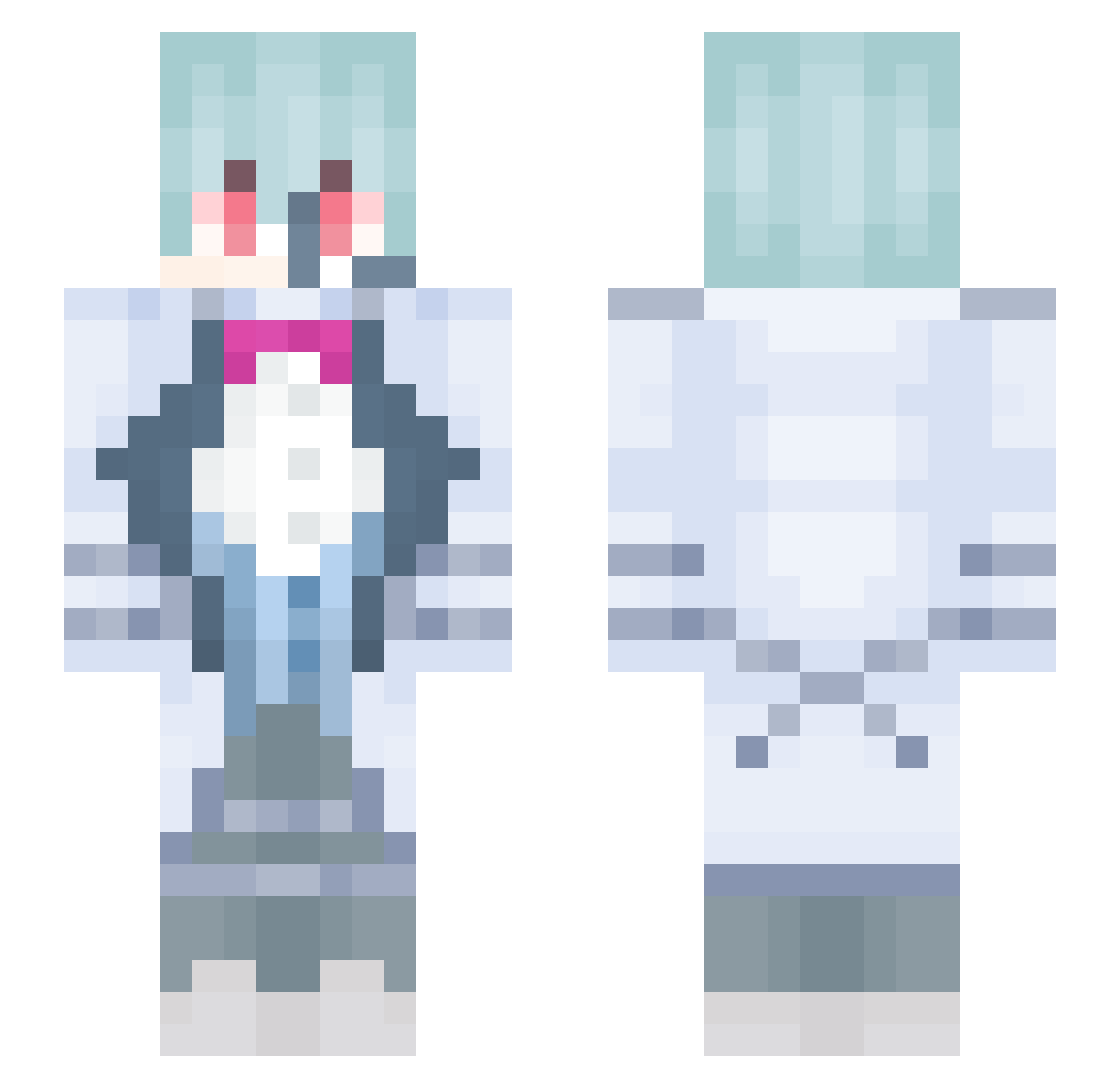 meaunie Minecraft skin, front and back view