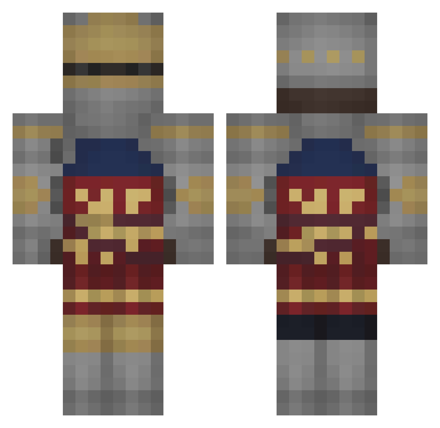 FeralTexasMan Minecraft skin, front and back view