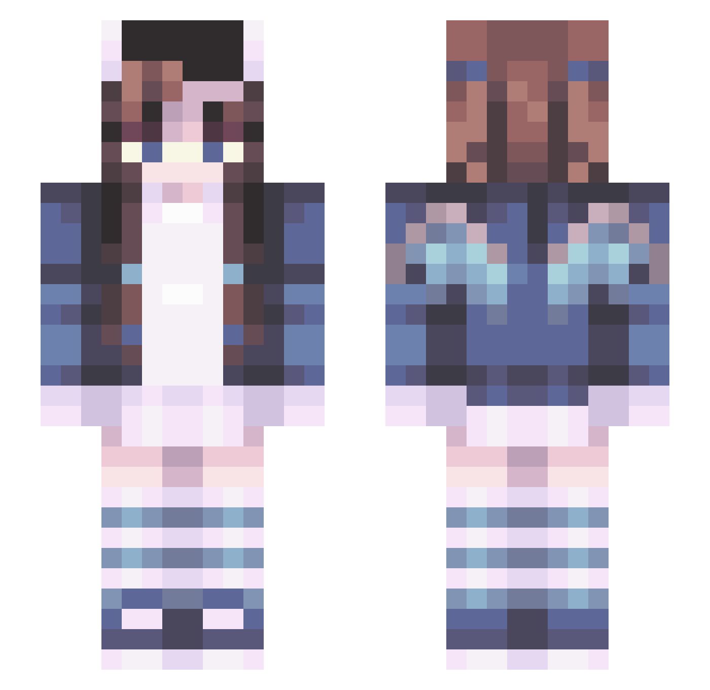 Theatr1x Minecraft skin, front and back view