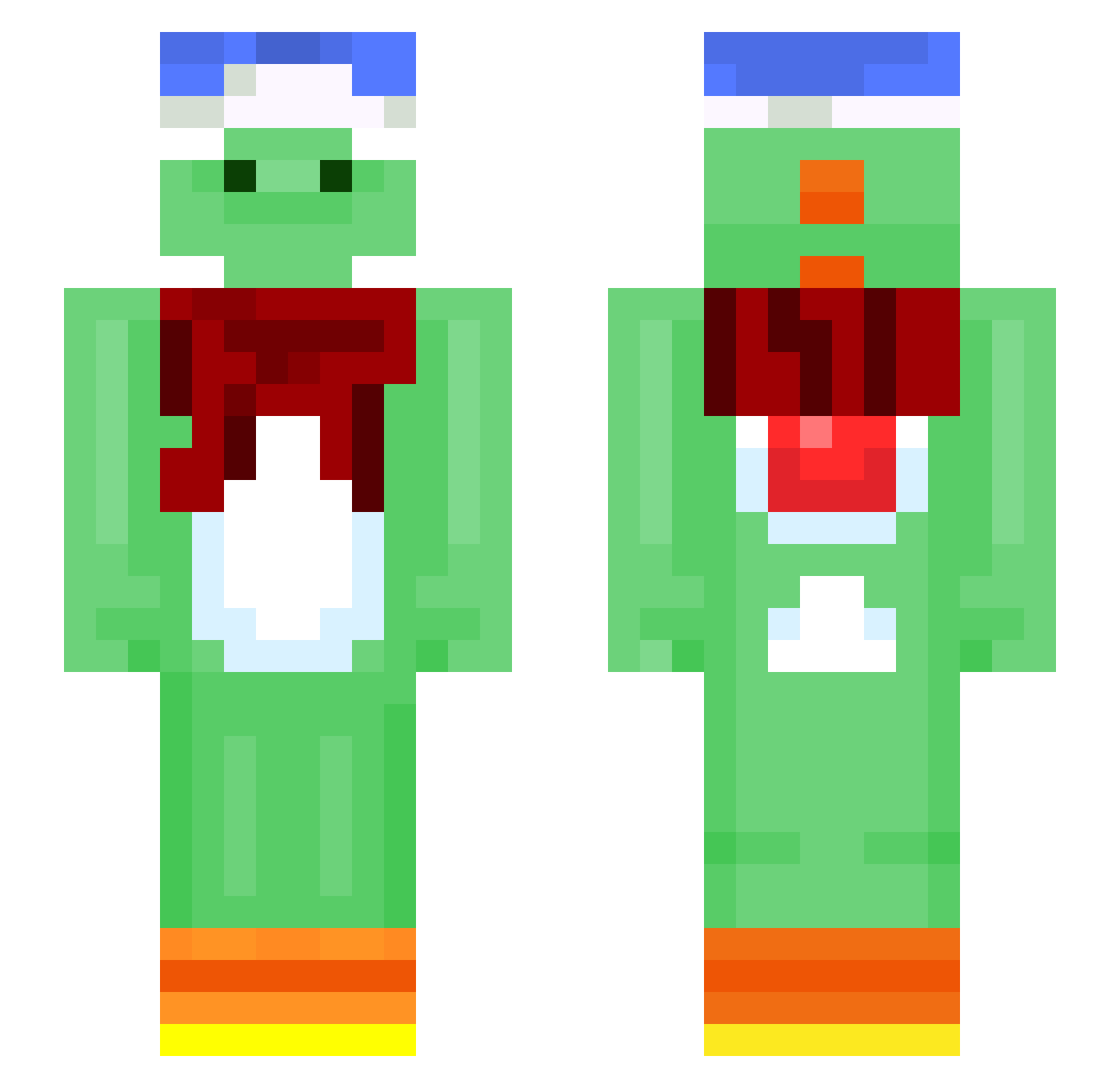 OlekYoshi Minecraft skin, front and back view
