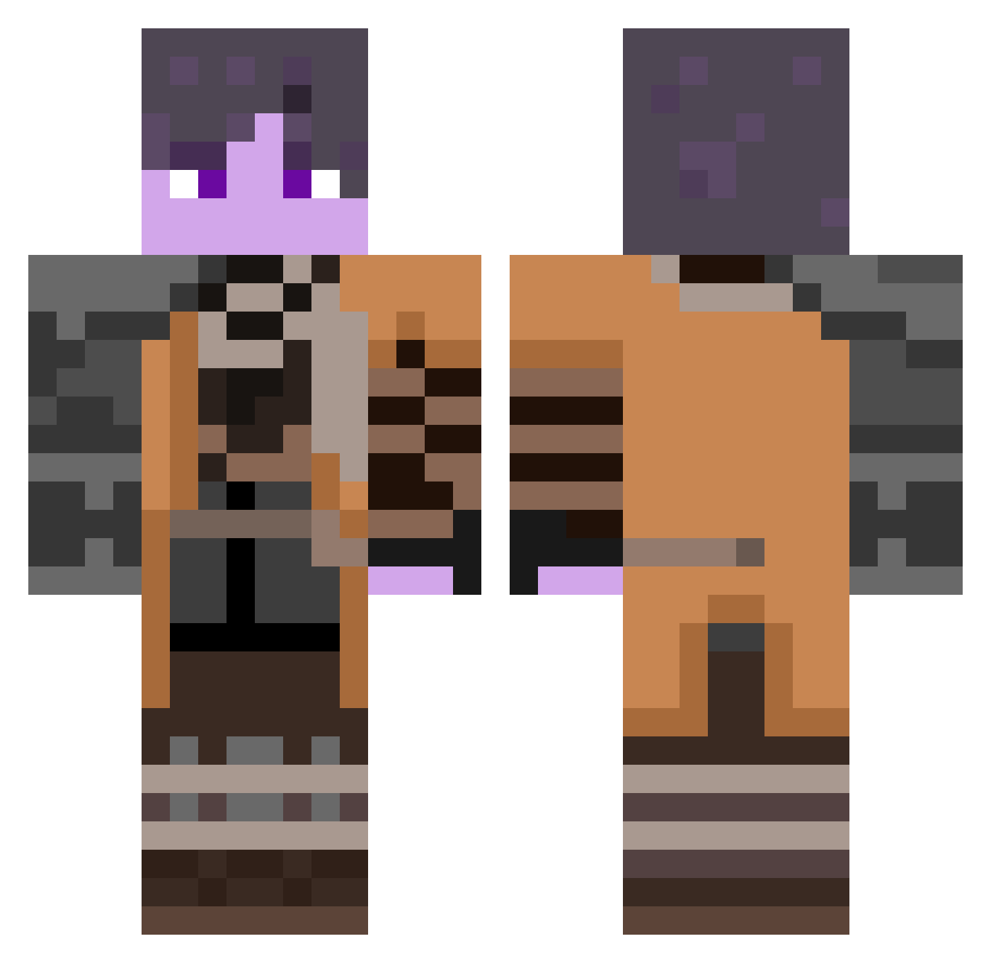 Elfistor Minecraft skin, front and back view