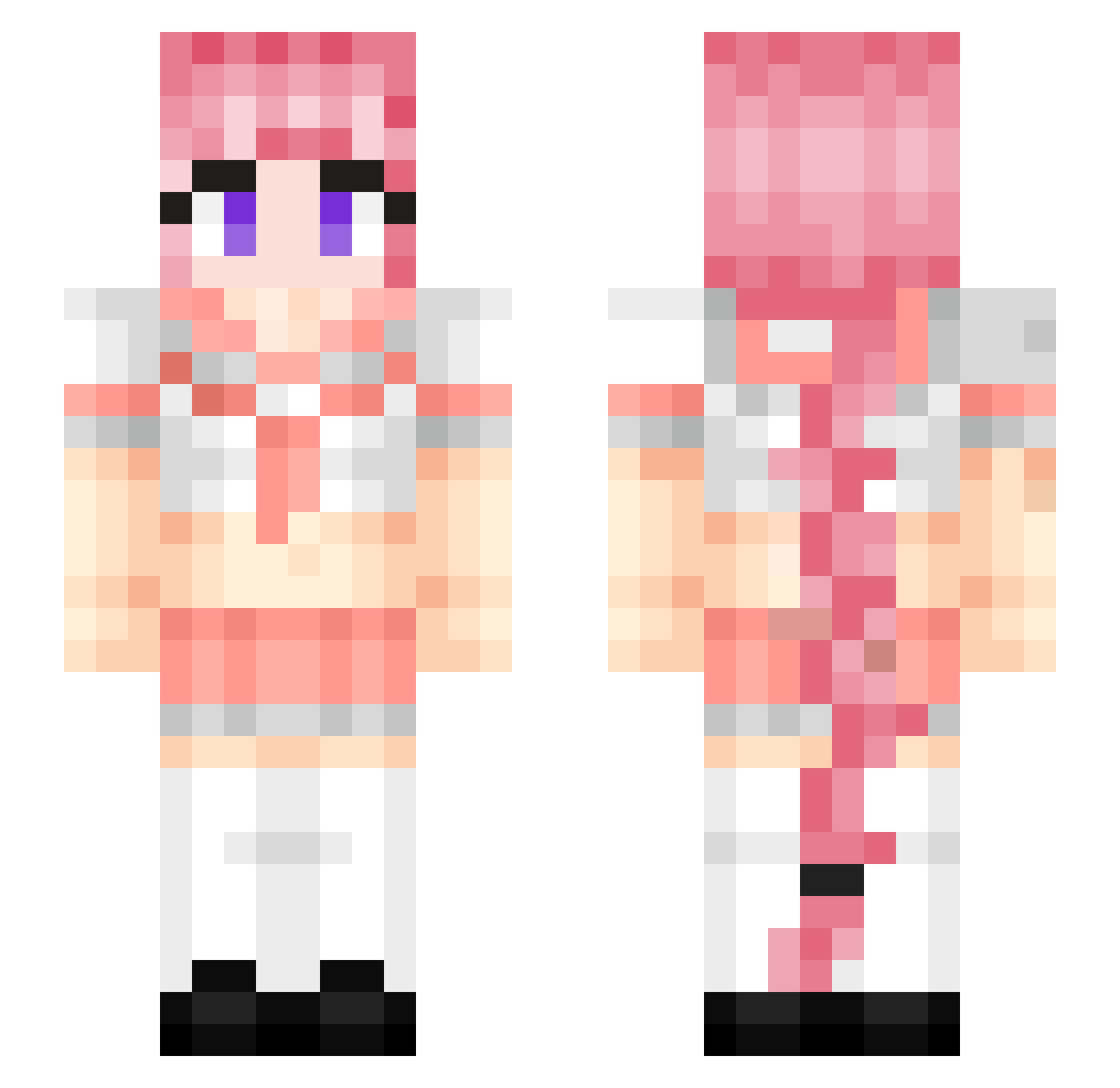 synched Minecraft skin, front and back view