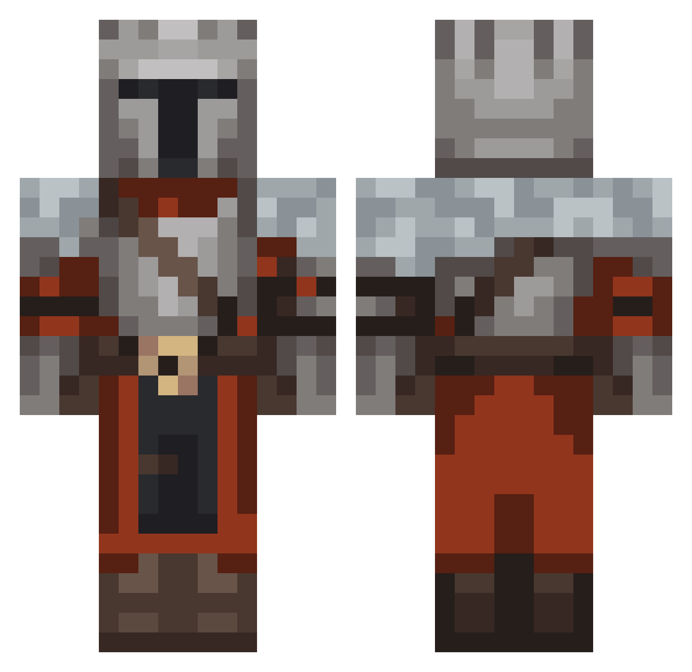VortexFang Minecraft skin, front and back view