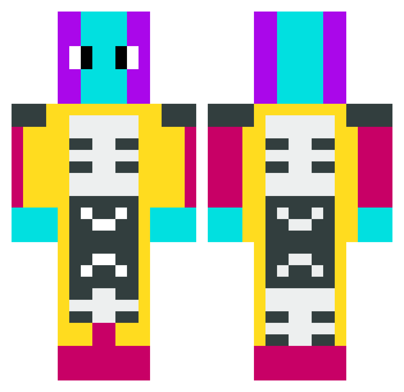 Ob5idian Minecraft skin, front and back view