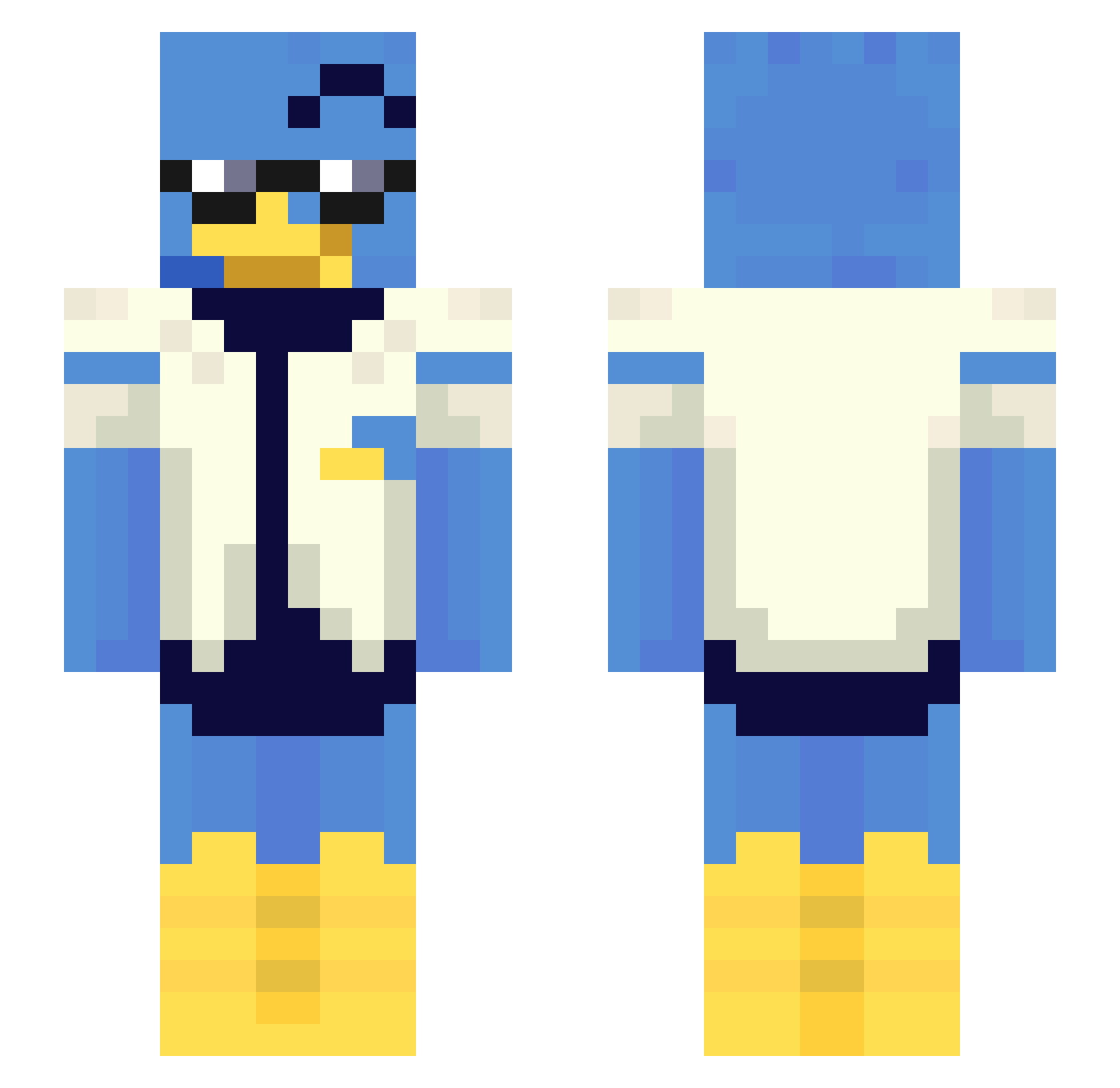 Yoakster Minecraft skin, front and back view