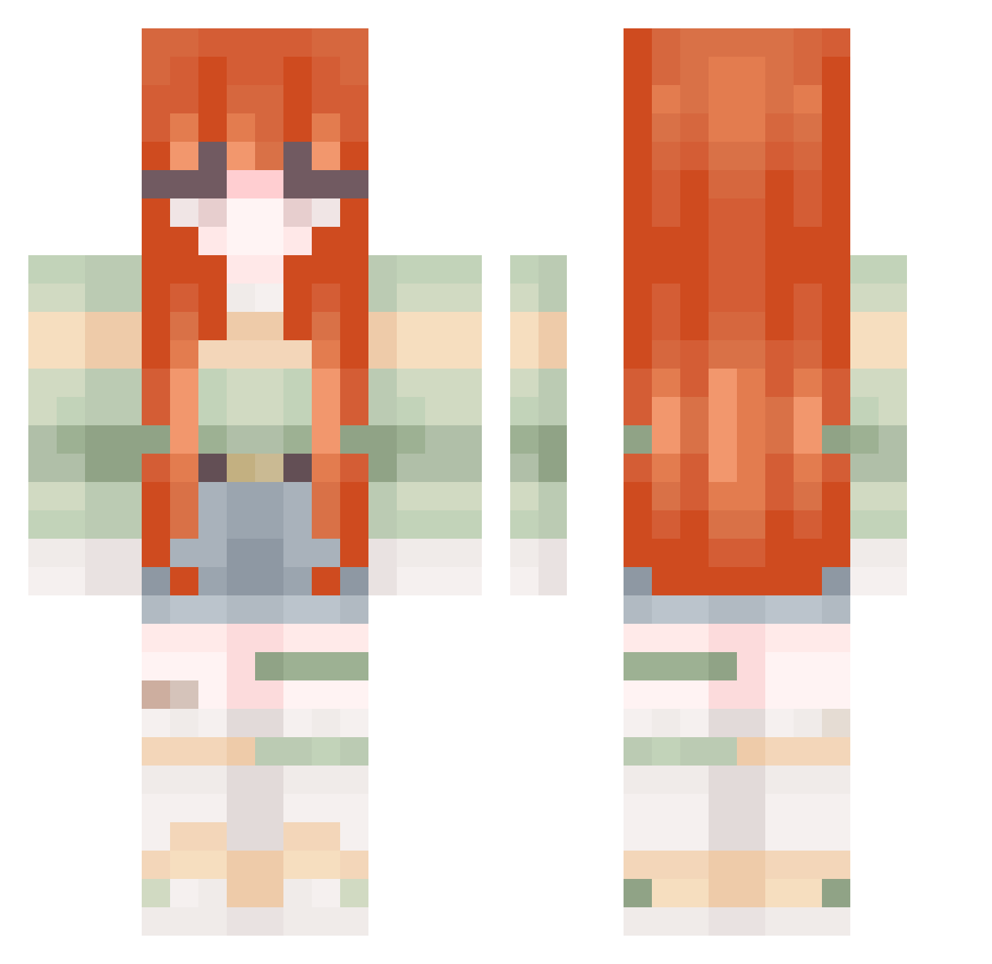 popoppopop Minecraft skin, front and back view