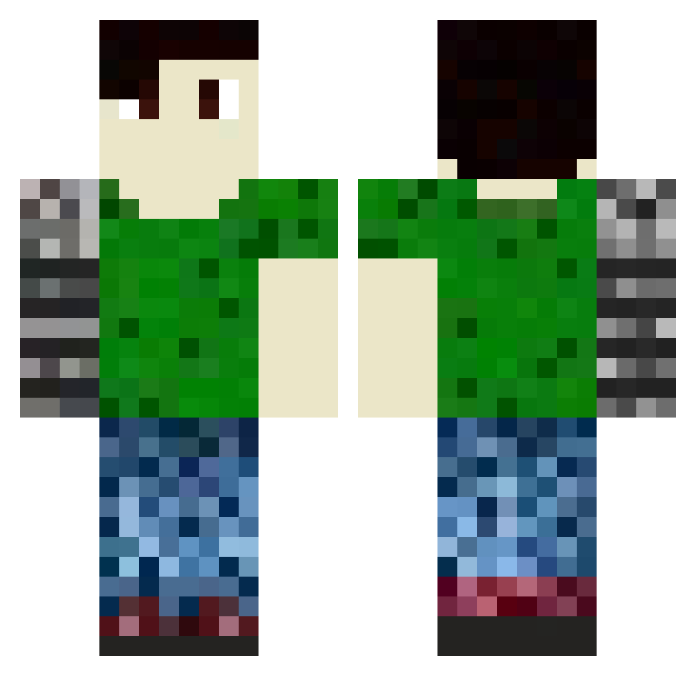 CyberGlitched848 Minecraft skin, front and back view