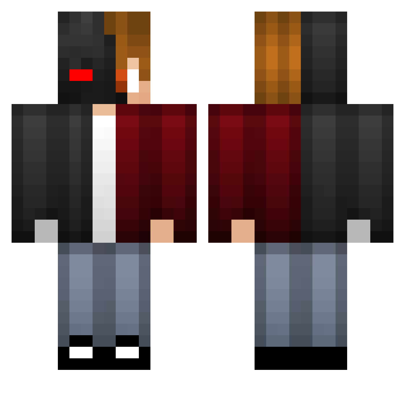 xClicks Minecraft skin, front and back view