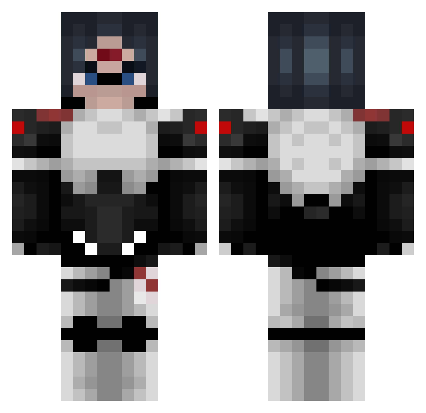 OsamuRaven Minecraft skin, front and back view