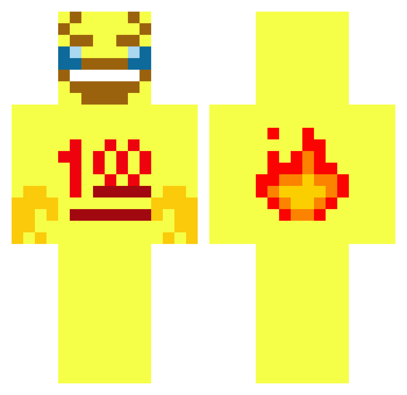 Backster Minecraft skin, front and back view