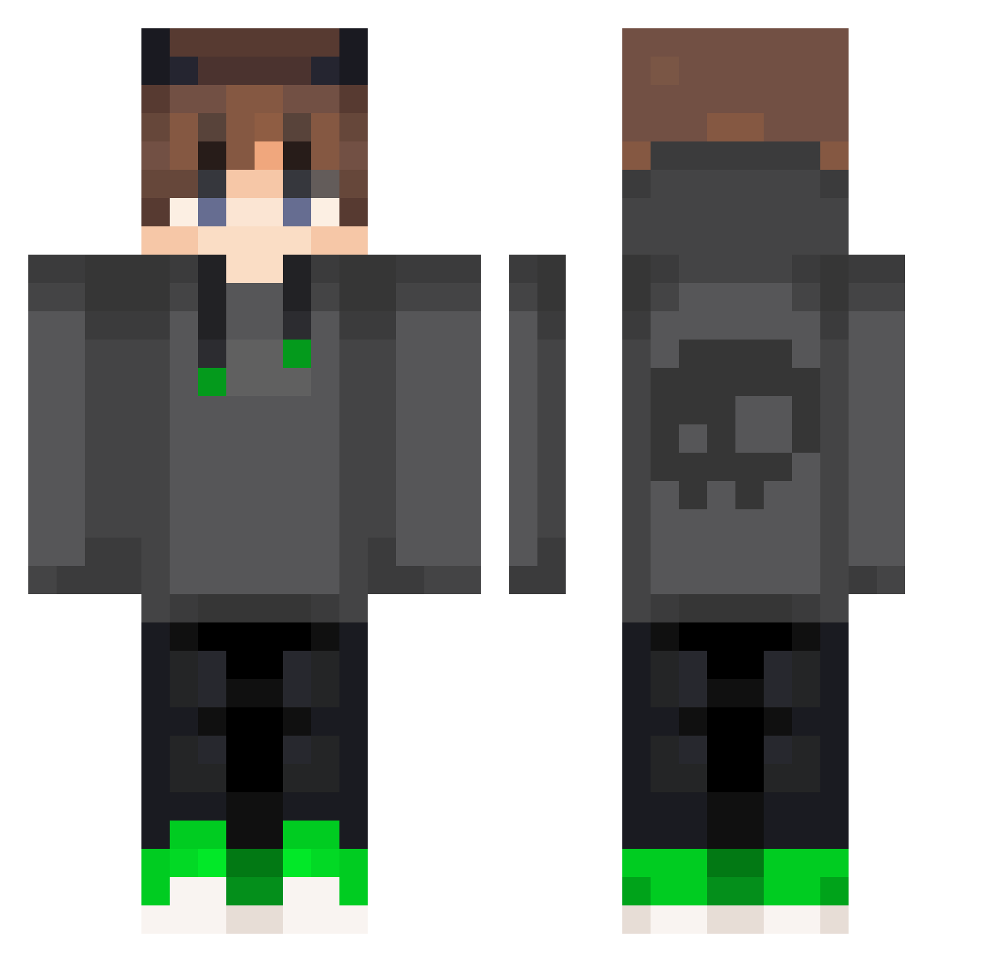 zycalus Minecraft skin, front and back view