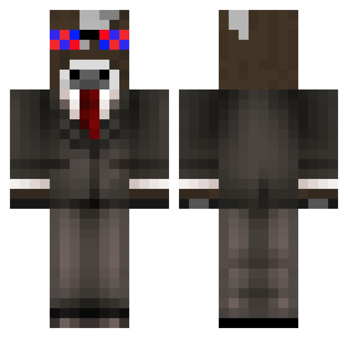 Kowkilla123 Minecraft skin, front and back view