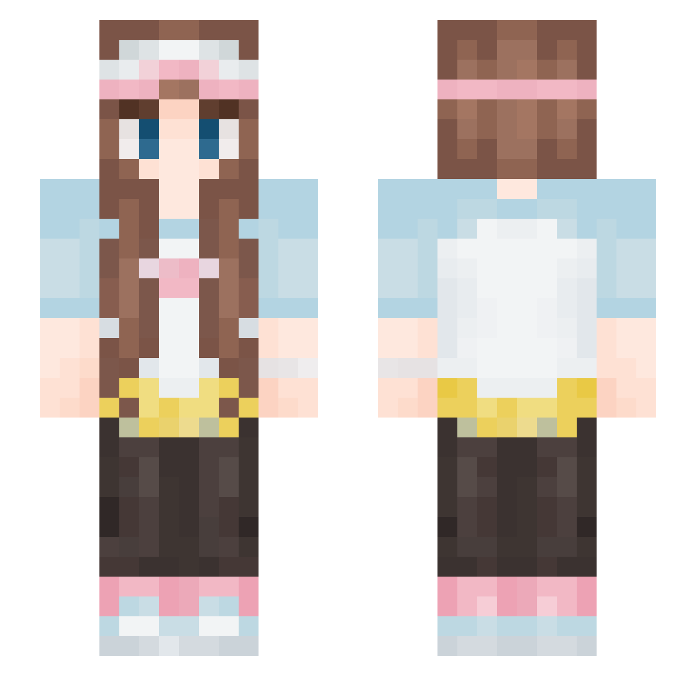 RoseBeGaming Minecraft skin, front and back view