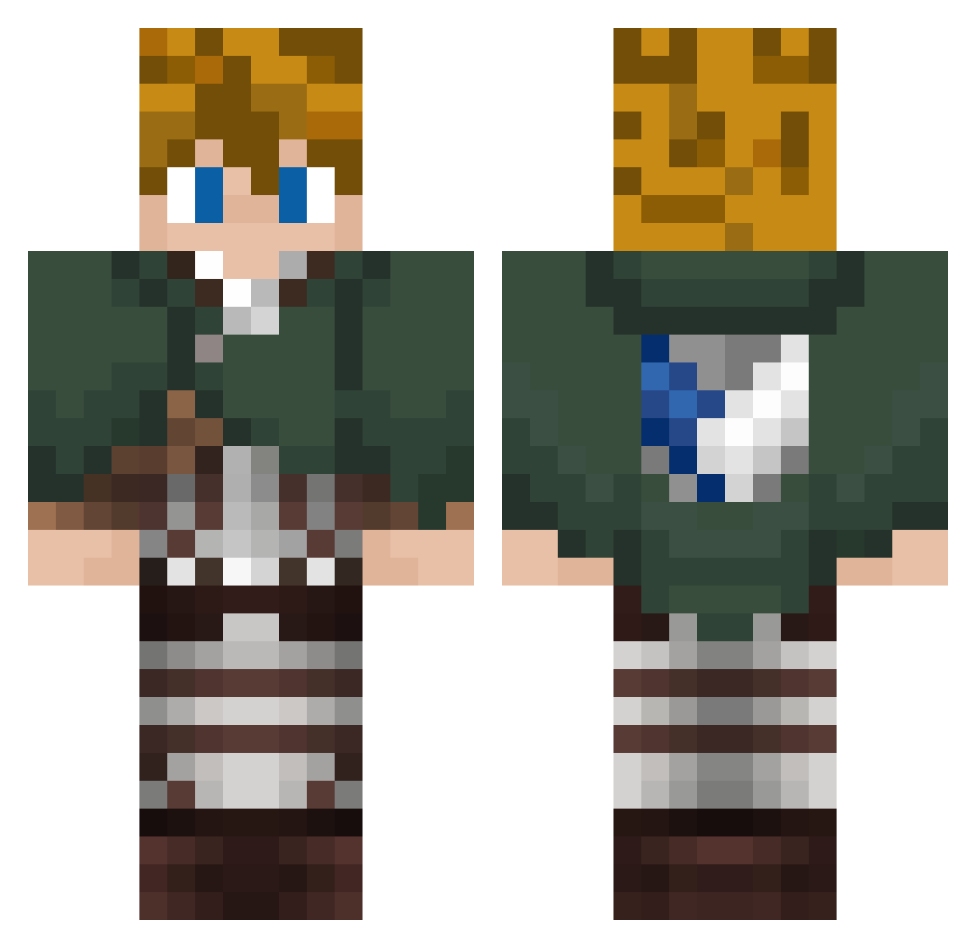 UniqueMelon Minecraft skin, front and back view