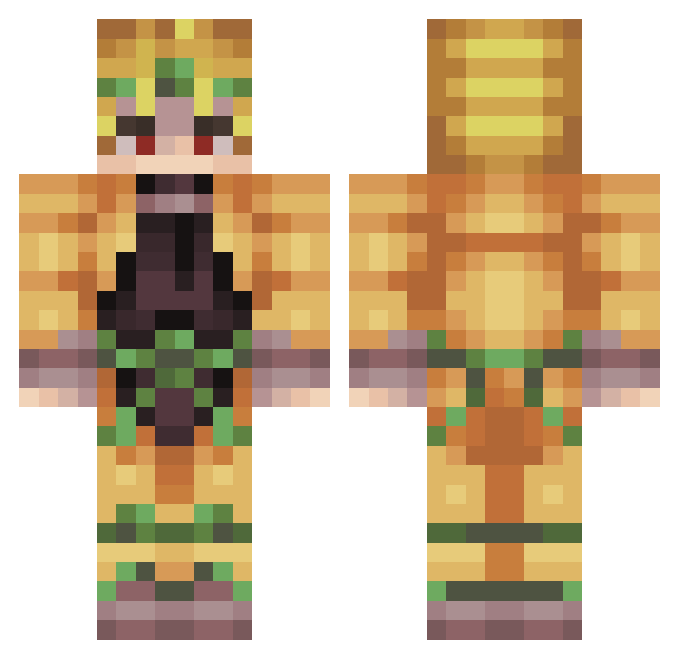 ProutCrout Minecraft skin, front and back view