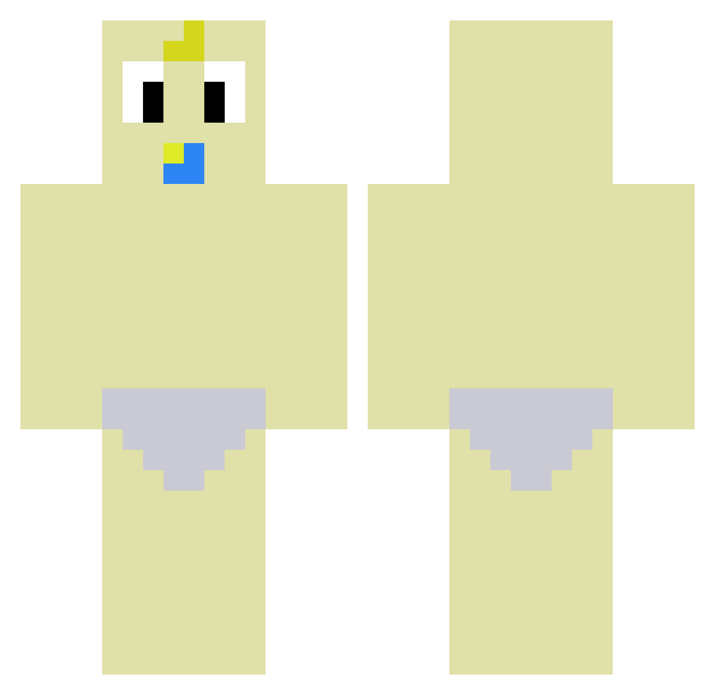 JustLittleOldMe Minecraft skin, front and back view