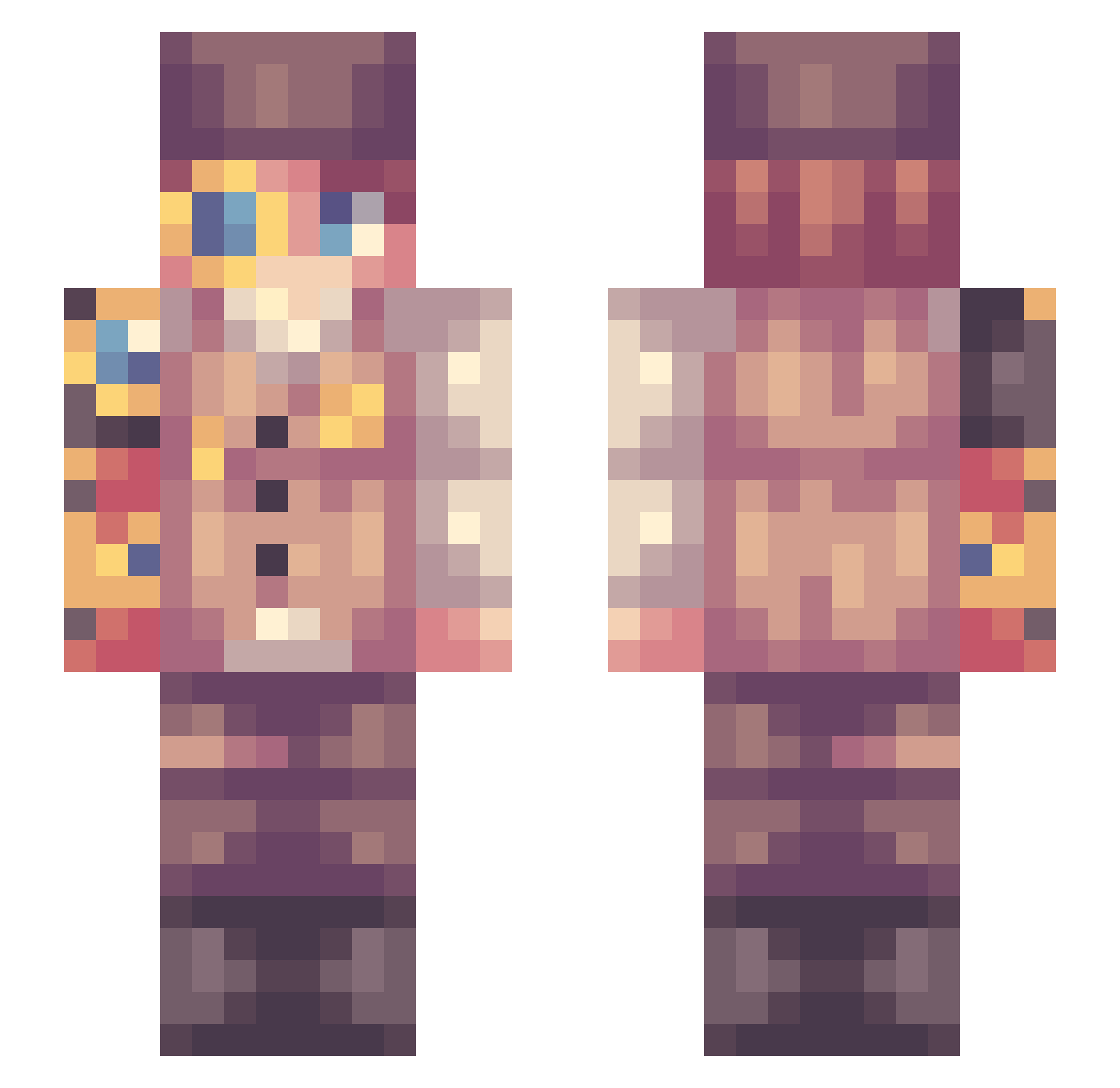 PythonXYZ Minecraft skin, front and back view