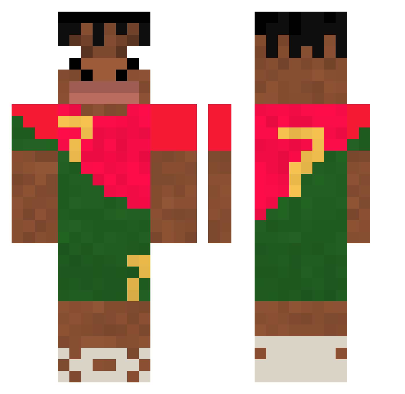 KubiXon001 Minecraft skin, front and back view