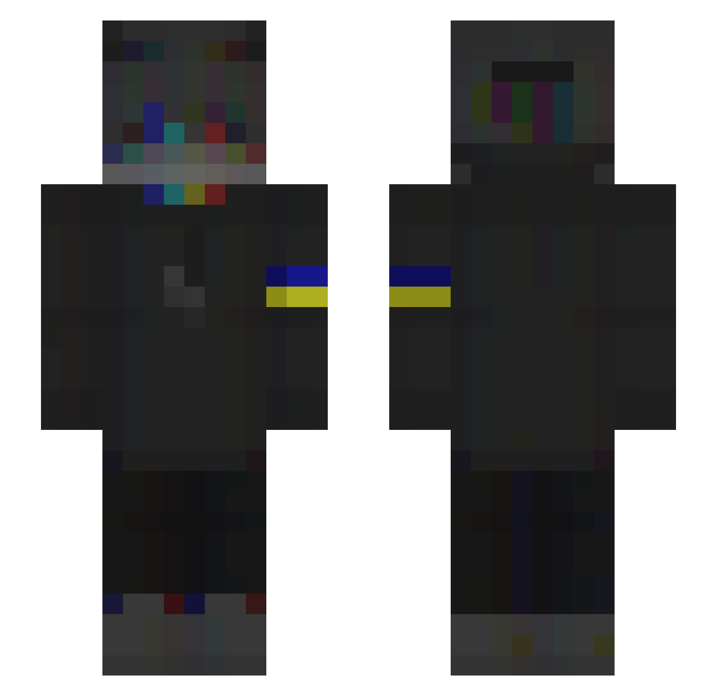 Zeniahacks Minecraft skin, front and back view