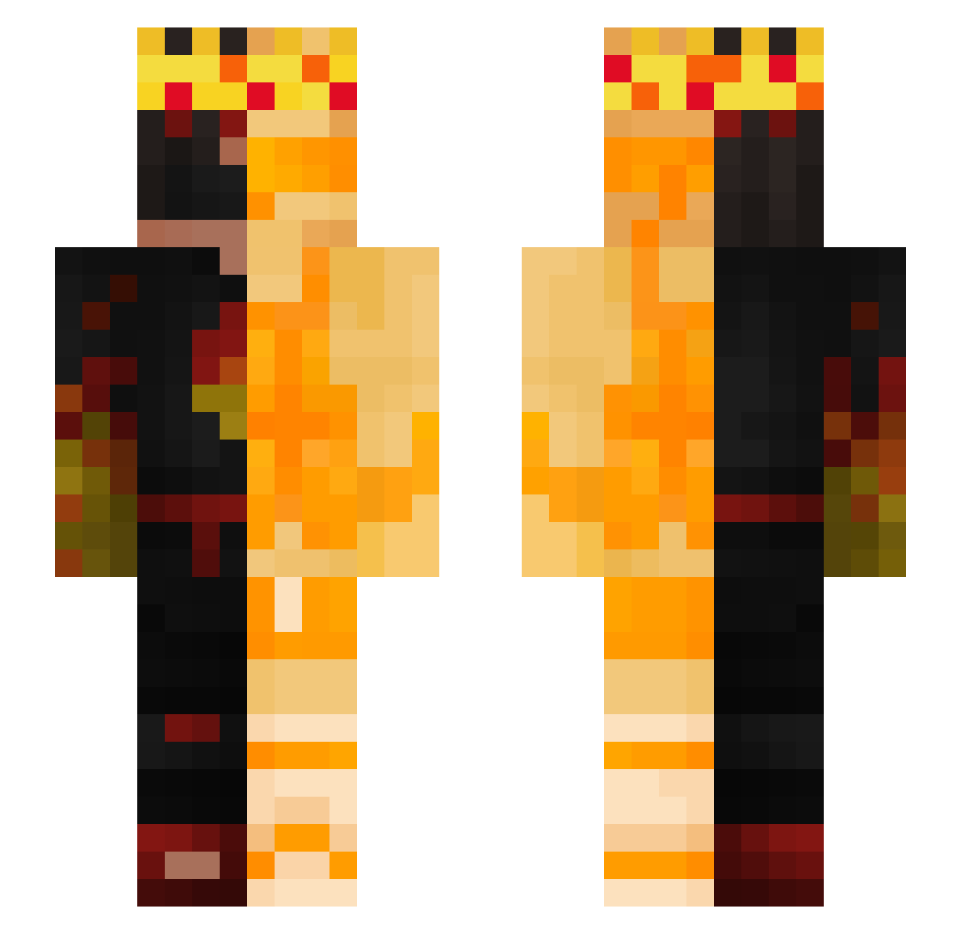 GPlaya Minecraft skin, front and back view