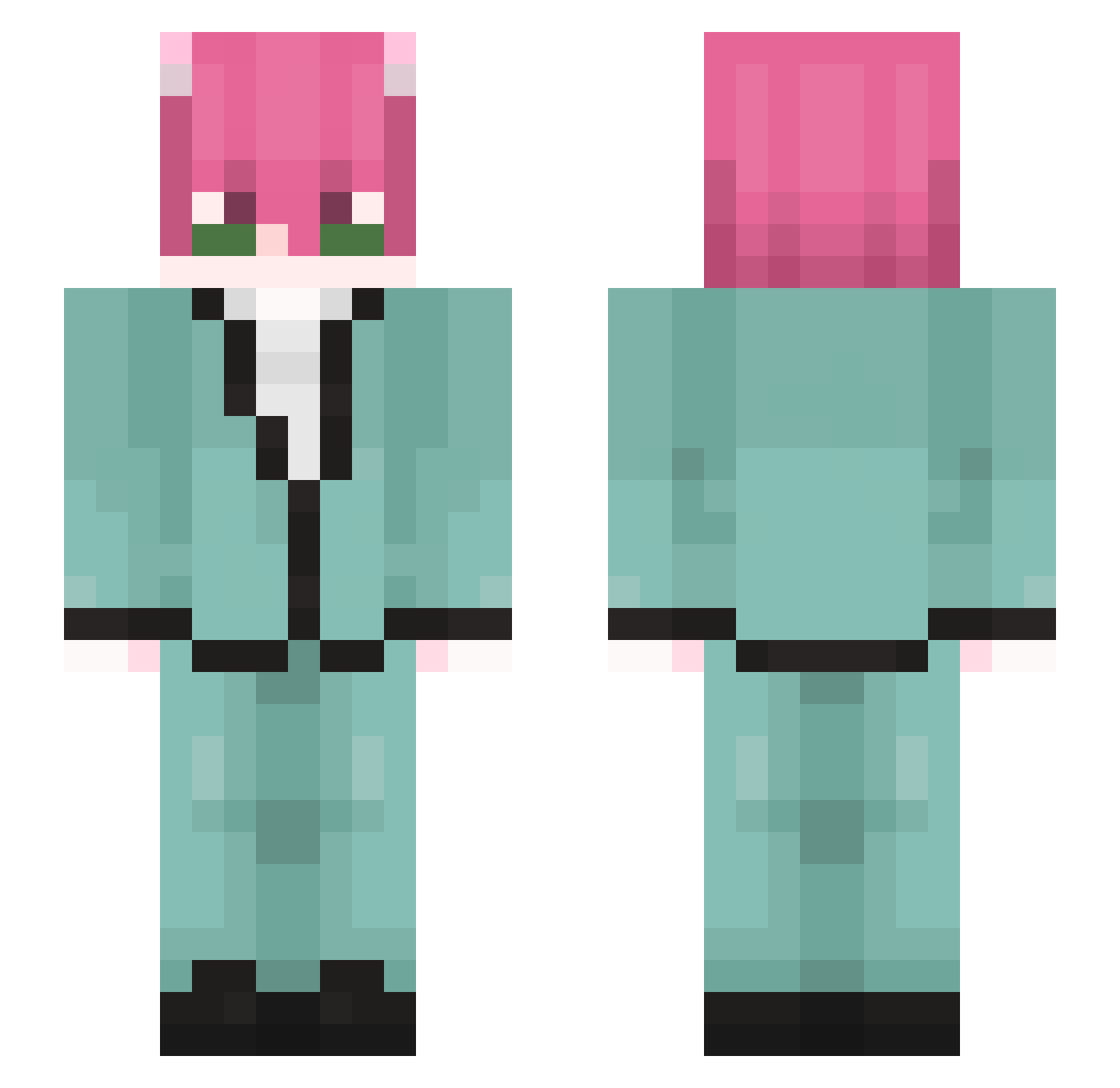 mikkauwu Minecraft skin, front and back view