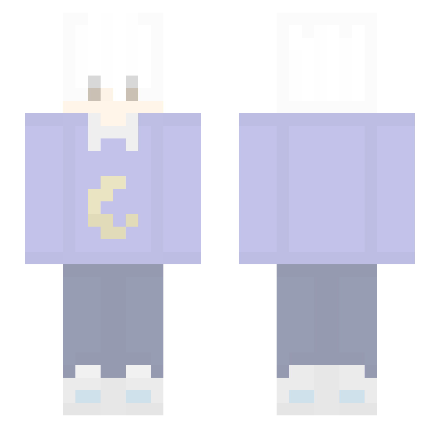 yureku Minecraft skin, front and back view