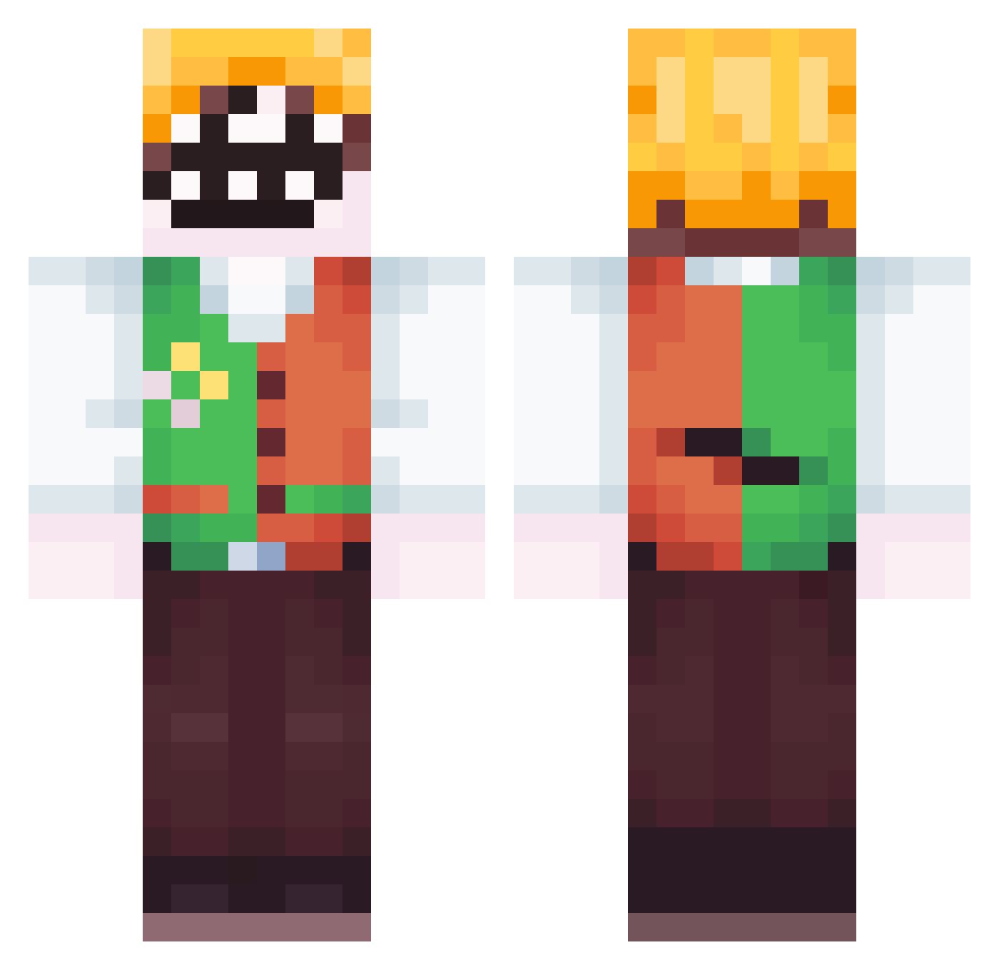 Prodawn Minecraft skin, front and back view