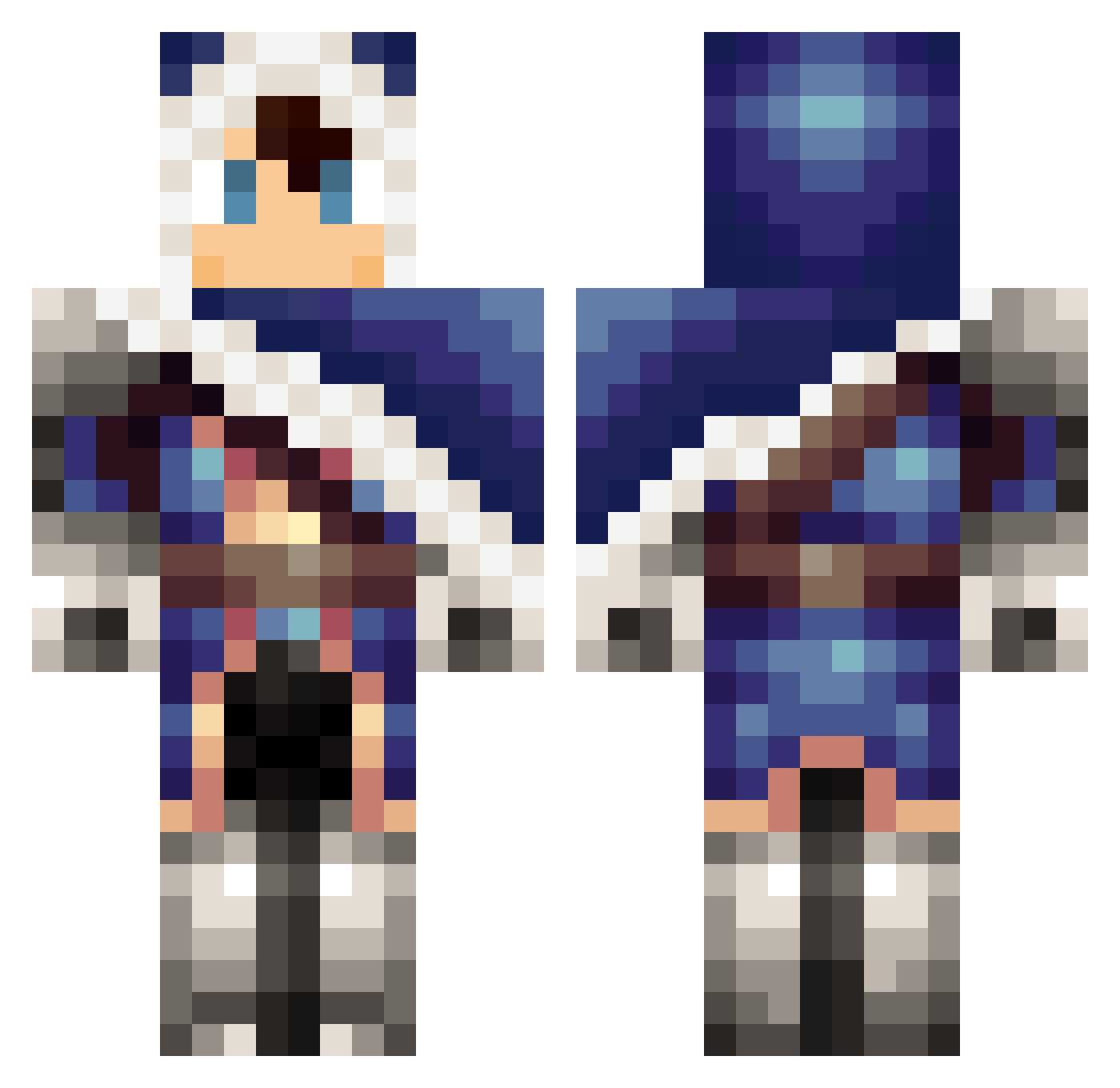 ZahXowo Minecraft skin, front and back view