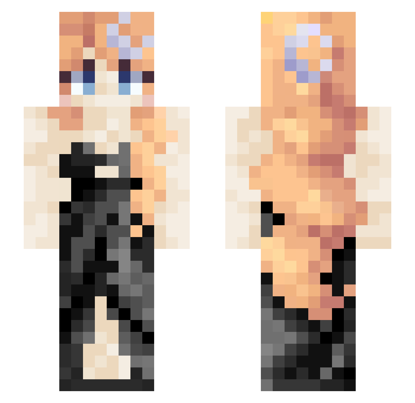 Asceyy Minecraft skin, front and back view