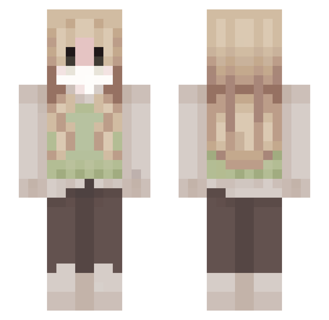 alkkoholic Minecraft skin, front and back view