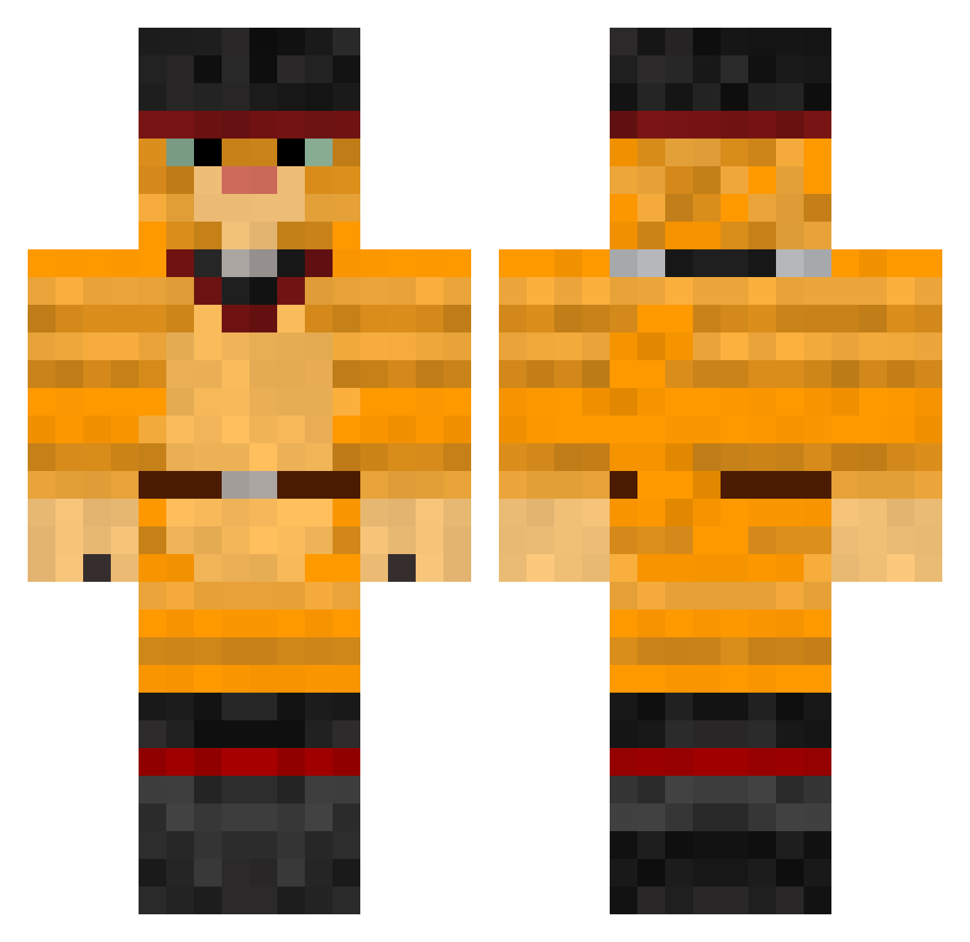MrTaterCat Minecraft skin, front and back view