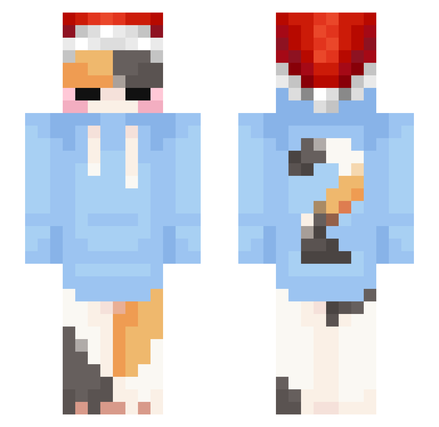 KocicaK Minecraft skin, front and back view