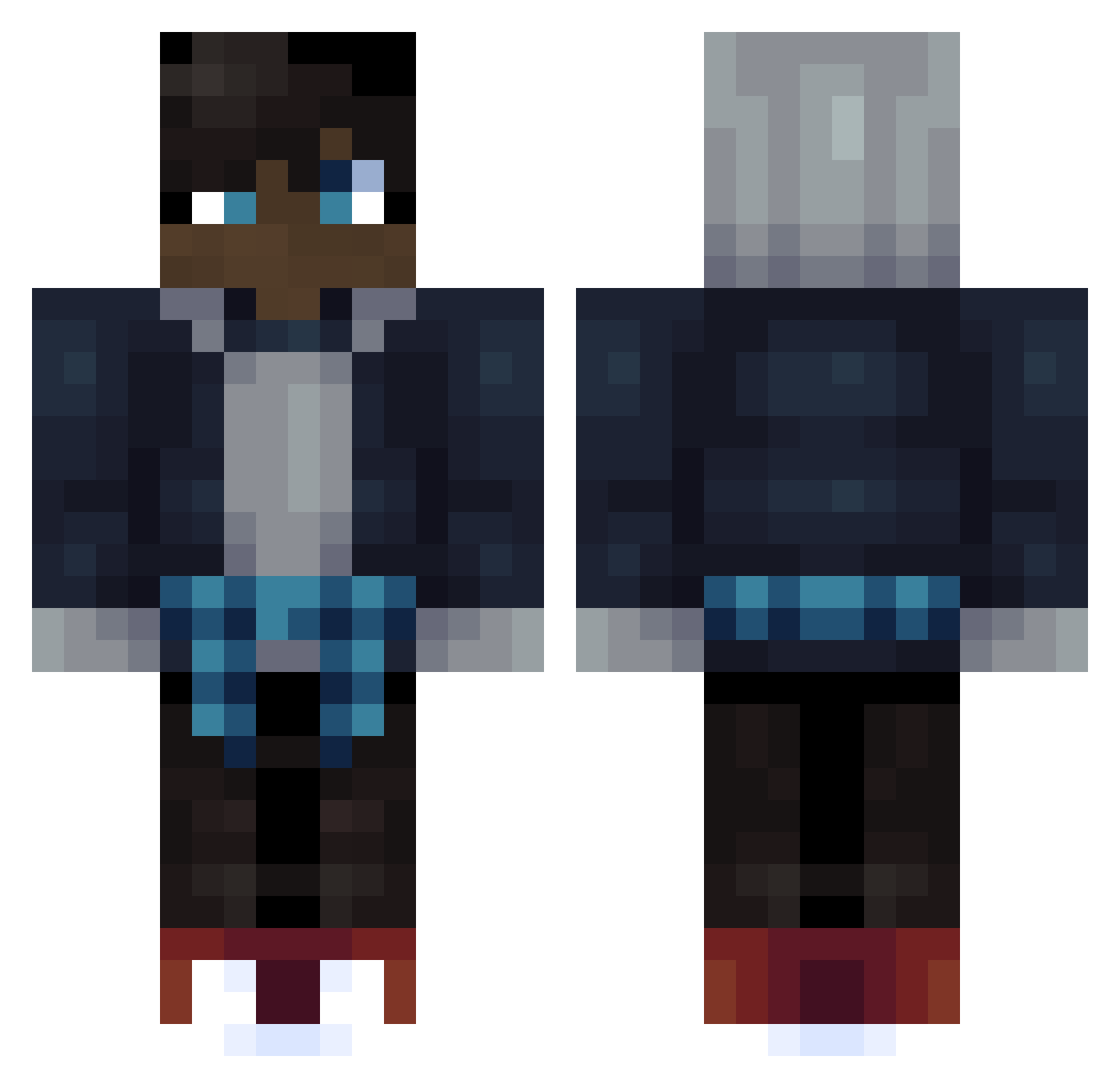 _0w Minecraft skin, front and back view