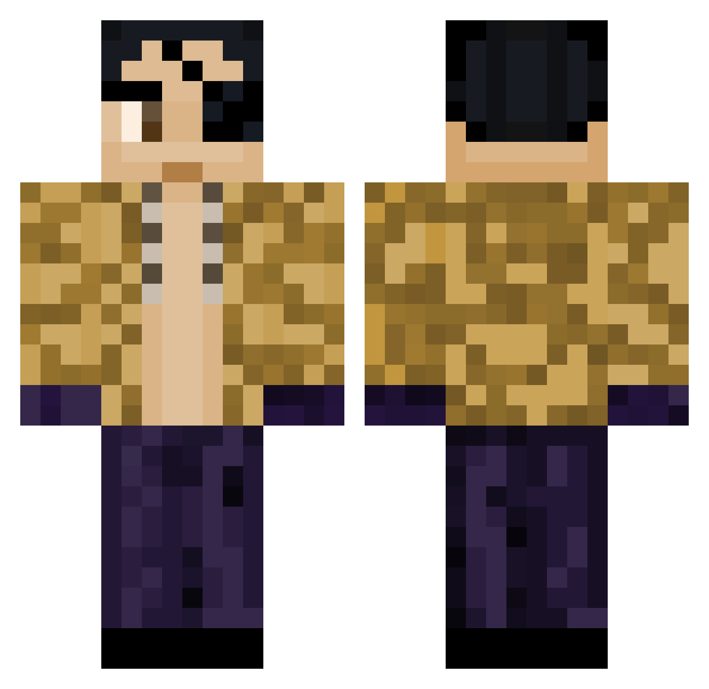 Veeti21 Minecraft skin, front and back view