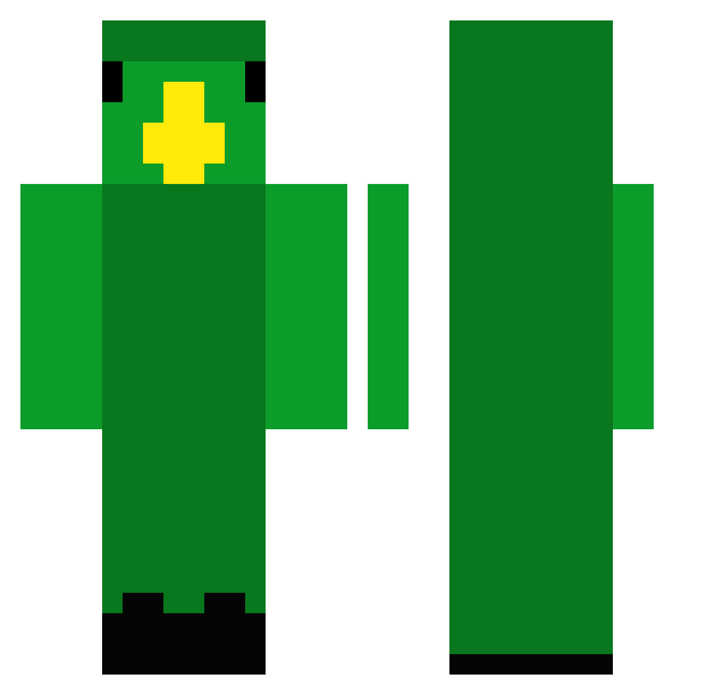 Sharkskyn Minecraft skin, front and back view