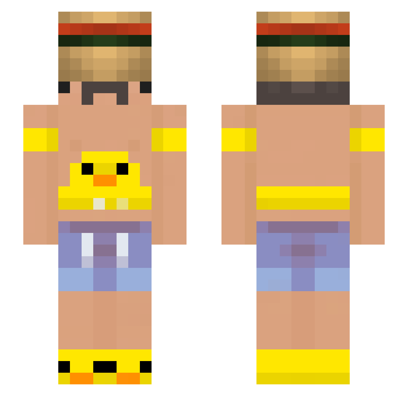 Mojoe1977 Minecraft skin, front and back view